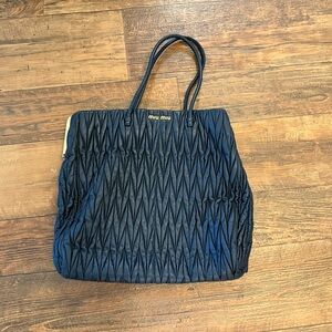 Miu Miu Black Quilted Leather Tote Bag LARGE
